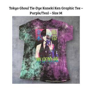 Tokyo Ghoul Tie-Dye Kaneki Ken Graphic Tee – Purple/Teal – Size M